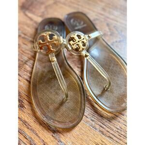 Tory Burch Clear Jelly Sandals with Gold Logo | Women’s Size 7